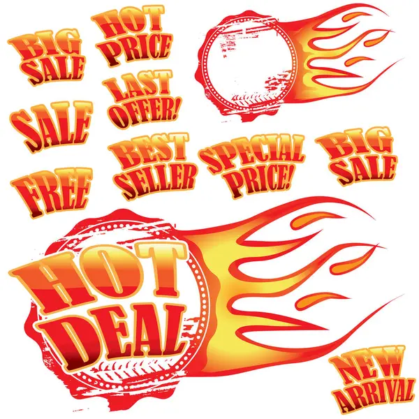 Hot Sale Vector Illustration Hot Sale Offer Fire Flame — Stock Vector