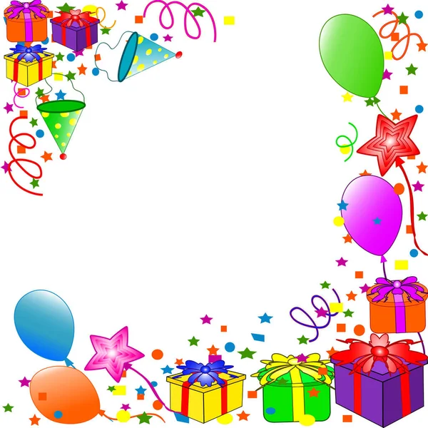 Birthday Party Background Balloons Confetti Vector — Stock Vector