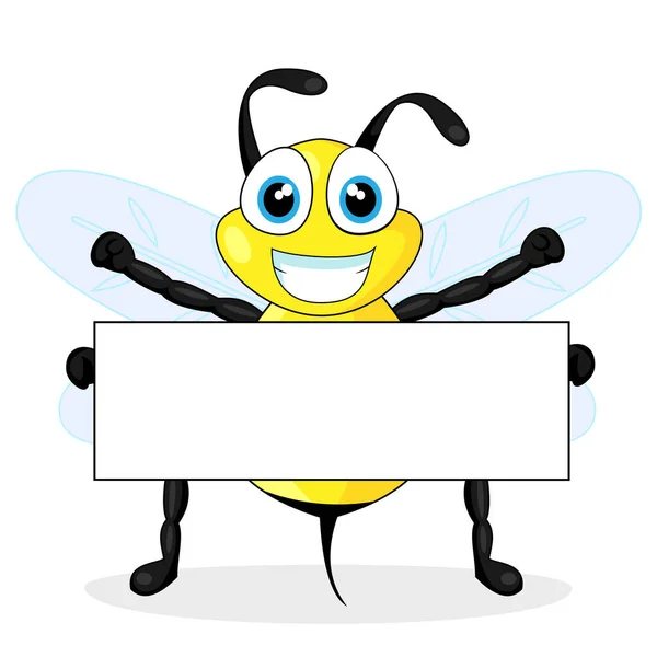 Illustration Bee Holding Banner — Stock Vector