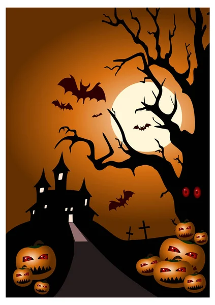 Sfondo Halloween Con Zucche Arte Vettoriale Illustrazione — Vettoriale Stock