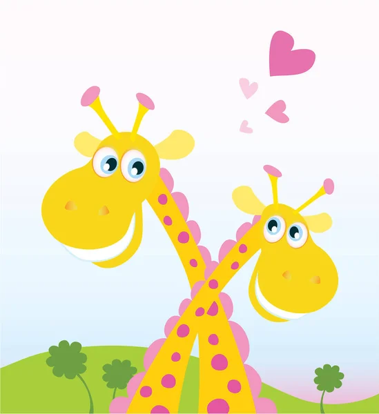 Girafa Com Girafa Apaixonada —  Vetores de Stock