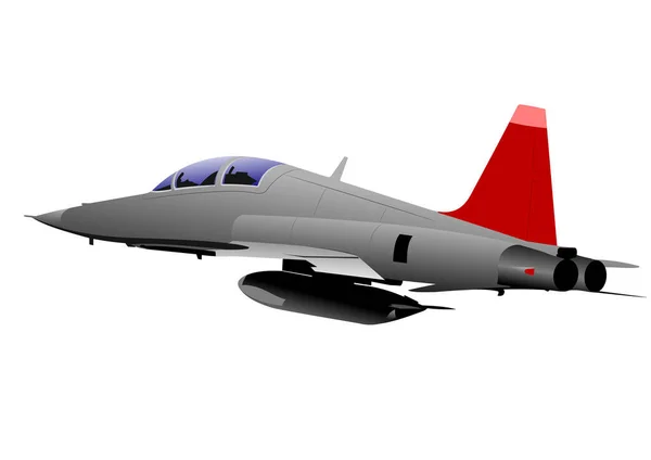 Militair Straalvliegtuig Een Witte Achtergrond Vectorillustratie — Stockvector