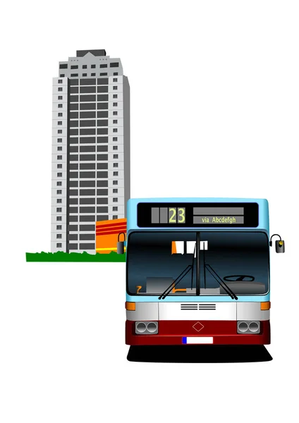 Bus Avec Panneau Routier — Image vectorielle