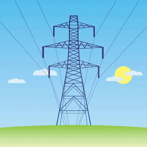 Yüksek Voltajlı Güç Iletim Hatları Vektör Çizimi — Stok Vektör
