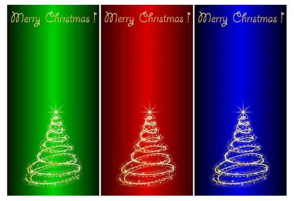 Conjunto Cartões Natal Árvore Natal Ilustração Vetorial — Vetor de Stock