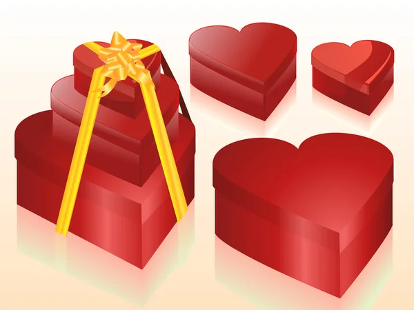 Gift Box Red Heart — Stock Vector