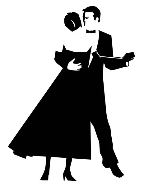 Vector Silhouette Dancing Couple Love — Stock Vector