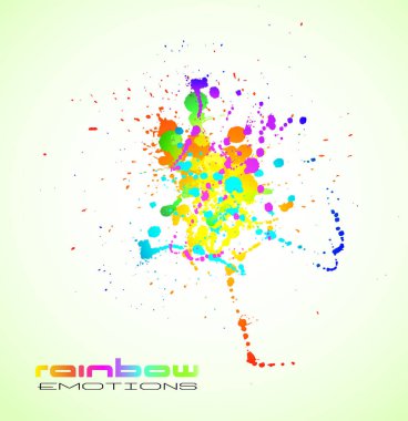 Soyut damlaları olan renkli gökkuşağı arkaplanı. vektör illüstrasyonu.