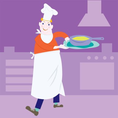 Şef mutfakta bulaşık ile