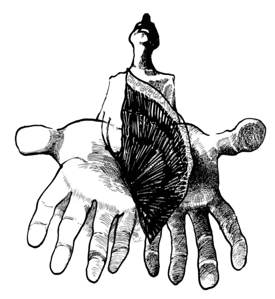 Ανθρώπινα Χέρια Κρατώντας Ανθρώπινο Χέρι Μαύρο Και Άσπρο Διάνυσμα Εικονογράφησης — Διανυσματικό Αρχείο