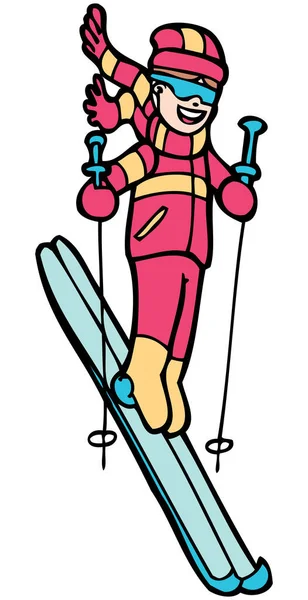 Winter Sports Skiing Cartoon — Stock Vector