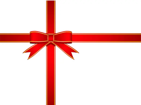 Nastro Rosso Natale Con Fiocco Oro — Vettoriale Stock