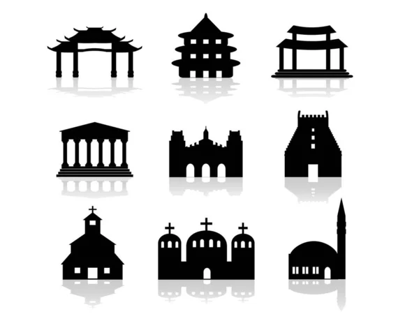 Διανυσματικός Σχεδιασμός Της Αρχιτεκτονικής Και Σύμβολο Ναού Σύνολο Της Αρχιτεκτονικής — Διανυσματικό Αρχείο