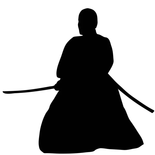 Vectorsilhouet Van Een Man Een Kimono — Stockvector