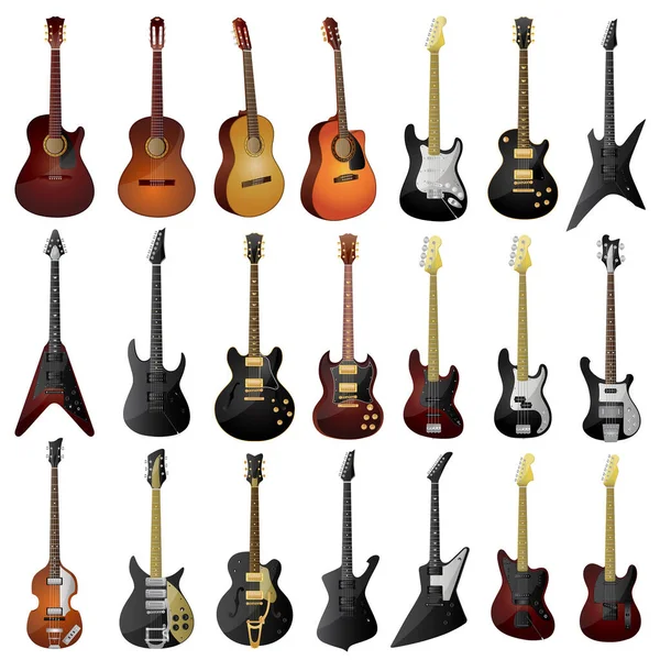 Conjunto Guitarras Diferentes — Vector de stock