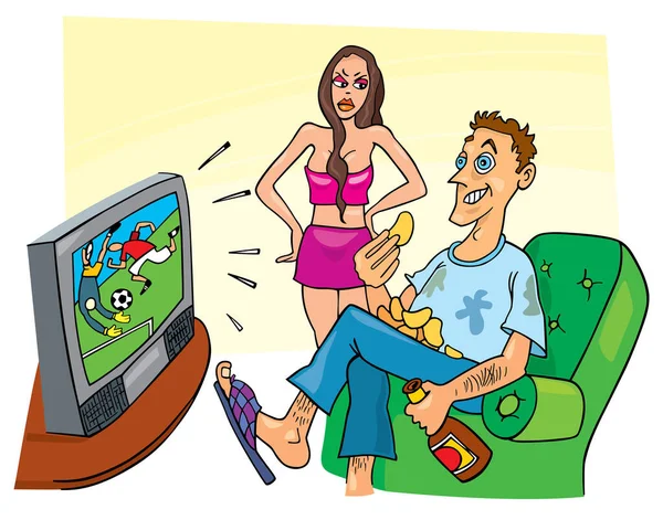 Mann Und Frau Spielen Video — Stockvektor