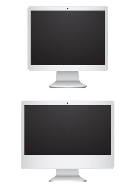 Monitor Computador Realista Computador Tablet Isolado Fundo Branco Ilustração Vetorial —  Vetores de Stock