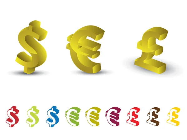 Euro Libra Dólar Signo Vector Ilustración Diseño Simple — Vector de stock