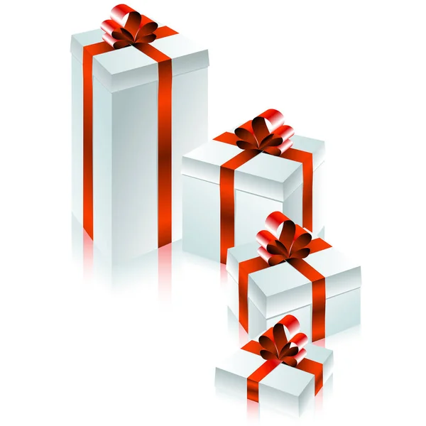Rote Geschenkbox Mit Schleife — Stockvektor