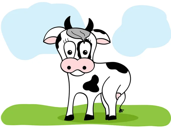 Kráva Trávě — Stockový vektor