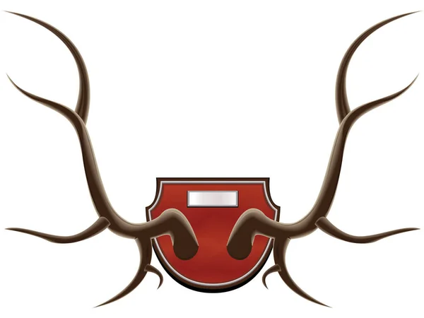 Rood Hert Hoorns Witte Achtergrond — Stockvector
