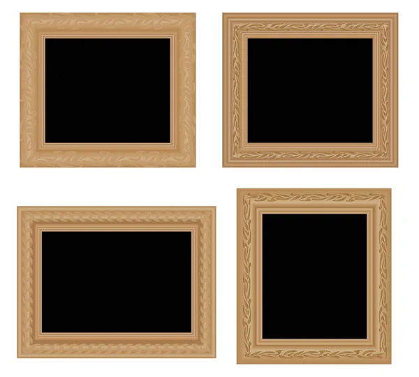 一套四幅木制画框 — 图库矢量图片