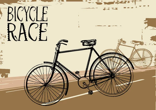 Kahverengi Arka Planda Klasik Bisiklet Vektör Çizimi Saniye — Stok Vektör