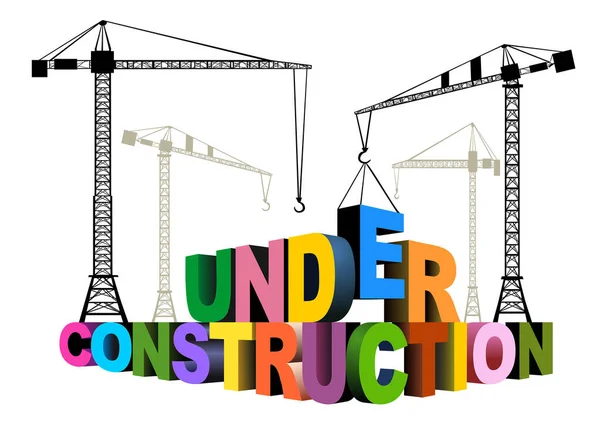 Construcción Bajo Ilustración Grúa — Vector de stock