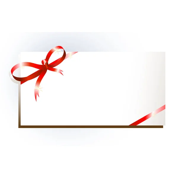 赤いリボンが付いているクリスマスのギフトカード — ストックベクタ