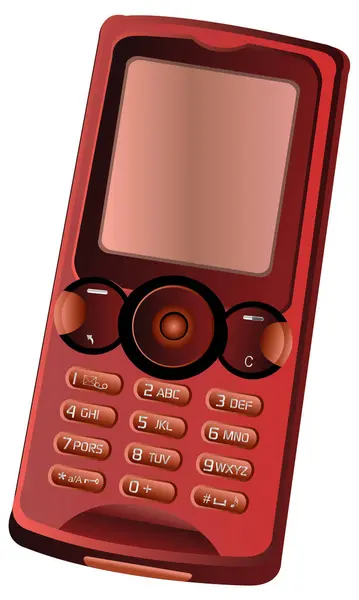 Vecchio Telefono Rosso Isolato Sfondo Bianco — Vettoriale Stock