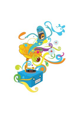 Renkli komik çocukların partisinin vektör çizimi