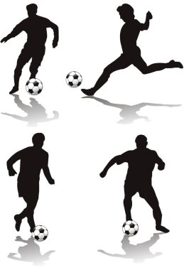 vektör siluet futbol oyuncuları.