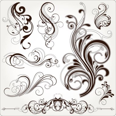 Tasarım dekoratif çiçek öğeleri