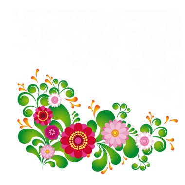 Beyaz arkaplan vektör illüstrasyonunda çiçek süsü