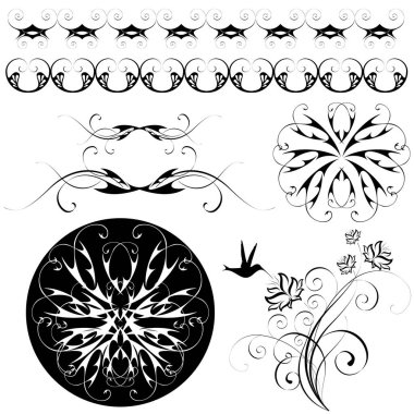 çiçek tasarım öğeleri kümesi