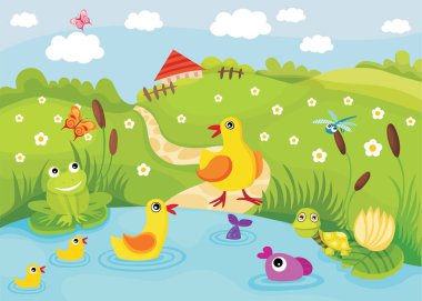 kırsal çizgi film vektör çizimi