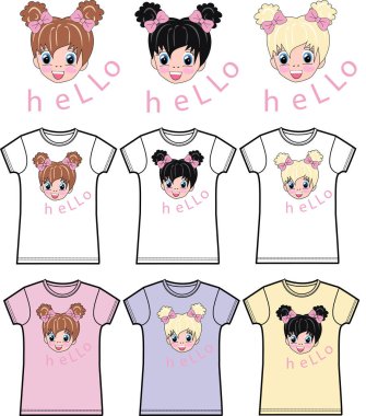 Şirin Kız Çizgi Film Karakteri Vektör İllüstrasyonu