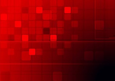 Soyut kareleri olan kırmızı teknoloji arka planı. soyut geometrik tasarım.