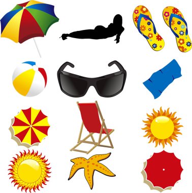 plaj aksesuarları kümesi
