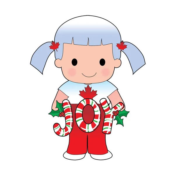 Cute Little Girl Christmas Decoration Vector Illustration Design — Stock Vector