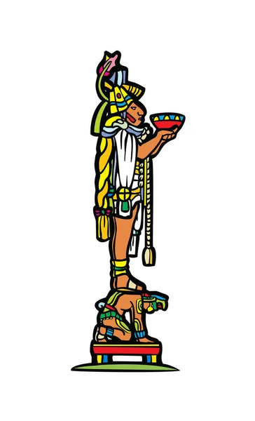 Мексиканская Культура Aztec Мультфильм Изолированные Иллюстрации Графический Дизайн — стоковый вектор