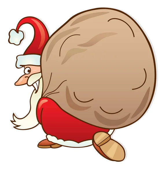 Cartoon Happy Santa Claus Mit Big Sack Illustration — Stockvektor