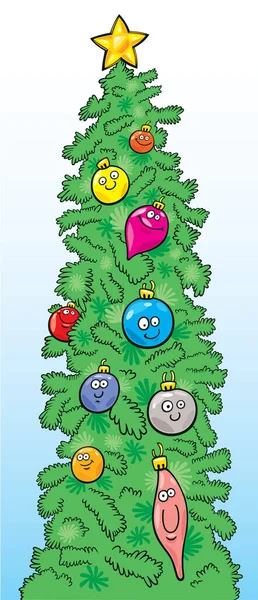 圣诞树和圣诞玩具 — 图库矢量图片