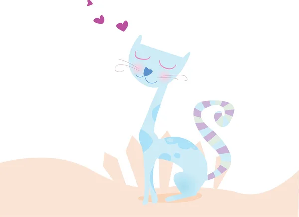 Χαριτωμένο Γάτα Καρδιά Χαρακτήρα Κινουμένων Σχεδίων Διανυσματική Απεικόνιση Για Ευχετήρια — Διανυσματικό Αρχείο