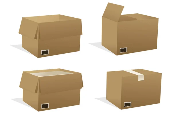 Vector Set Cardboard Boxes — Stock Vector