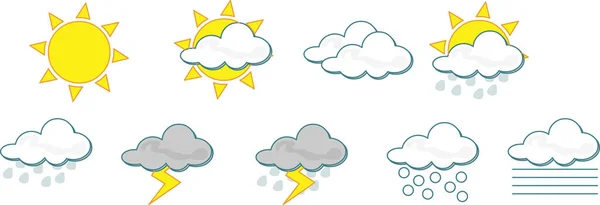 Ícones Meteorológicos Ilustração Vetorial — Vetor de Stock