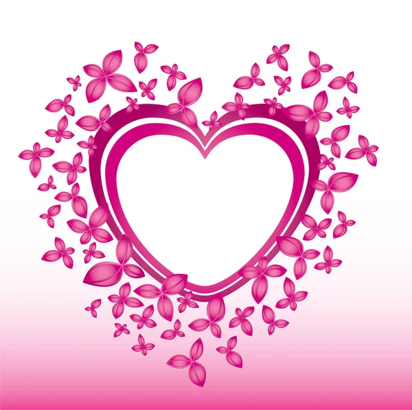 Ilustração Vetorial Cartão Dia Dos Namorados Com Flores Coração — Vetor de Stock