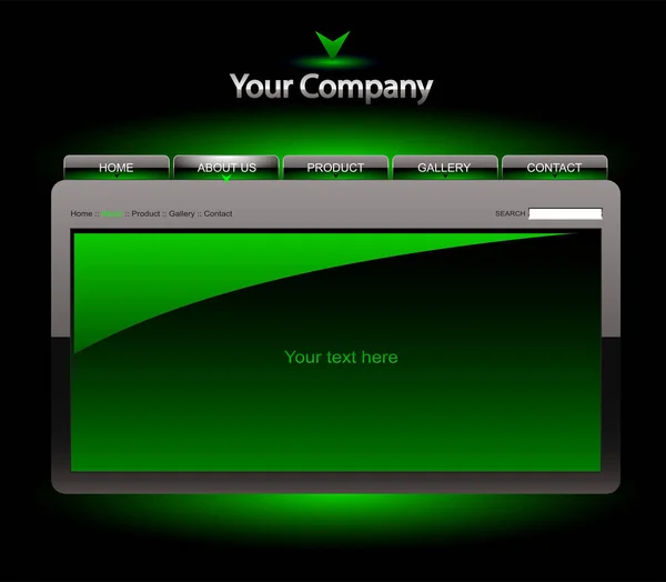Vektor Illustration Bärbar Dator Med Grön Skärm — Stock vektor