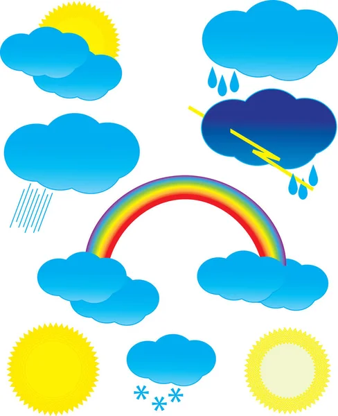 Conjunto Ícones Meteorológicos Ilustração Vetorial —  Vetores de Stock