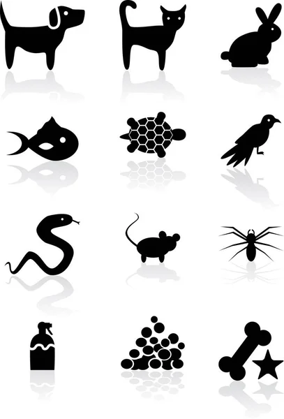 Icônes Animalières Dans Style Plat — Image vectorielle